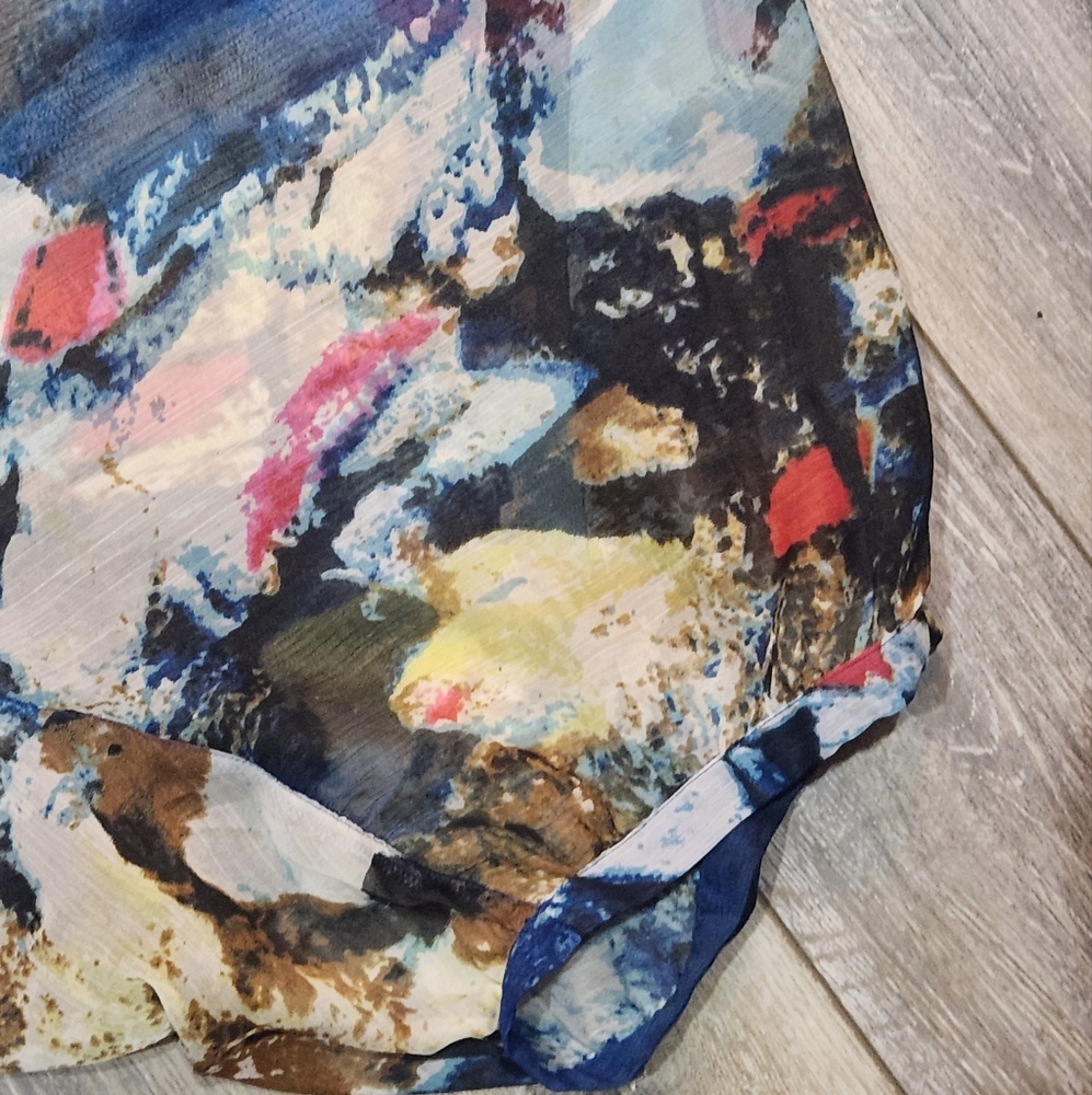 Alain Weiz Abstract Multicolor Butron Up Kimono T… - image 7